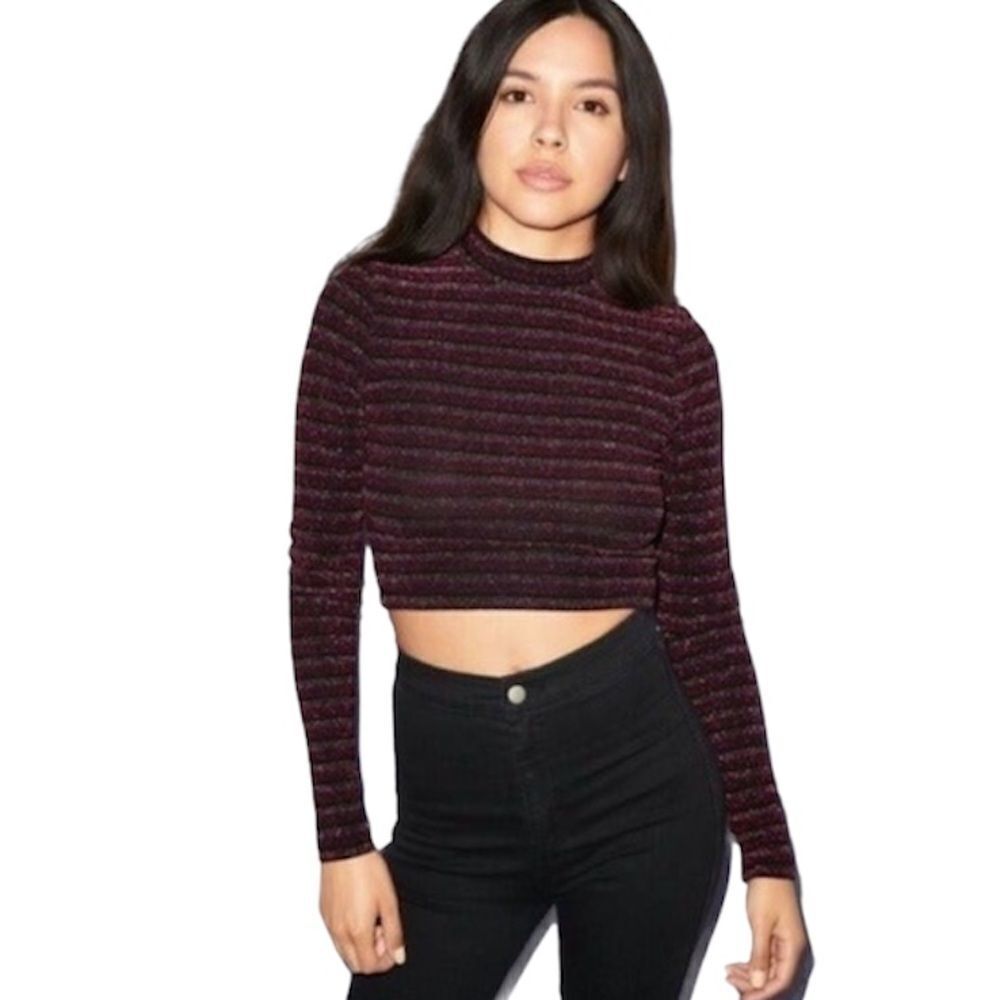 AMERICAN APPAREL Mock Metallic Crop Top
